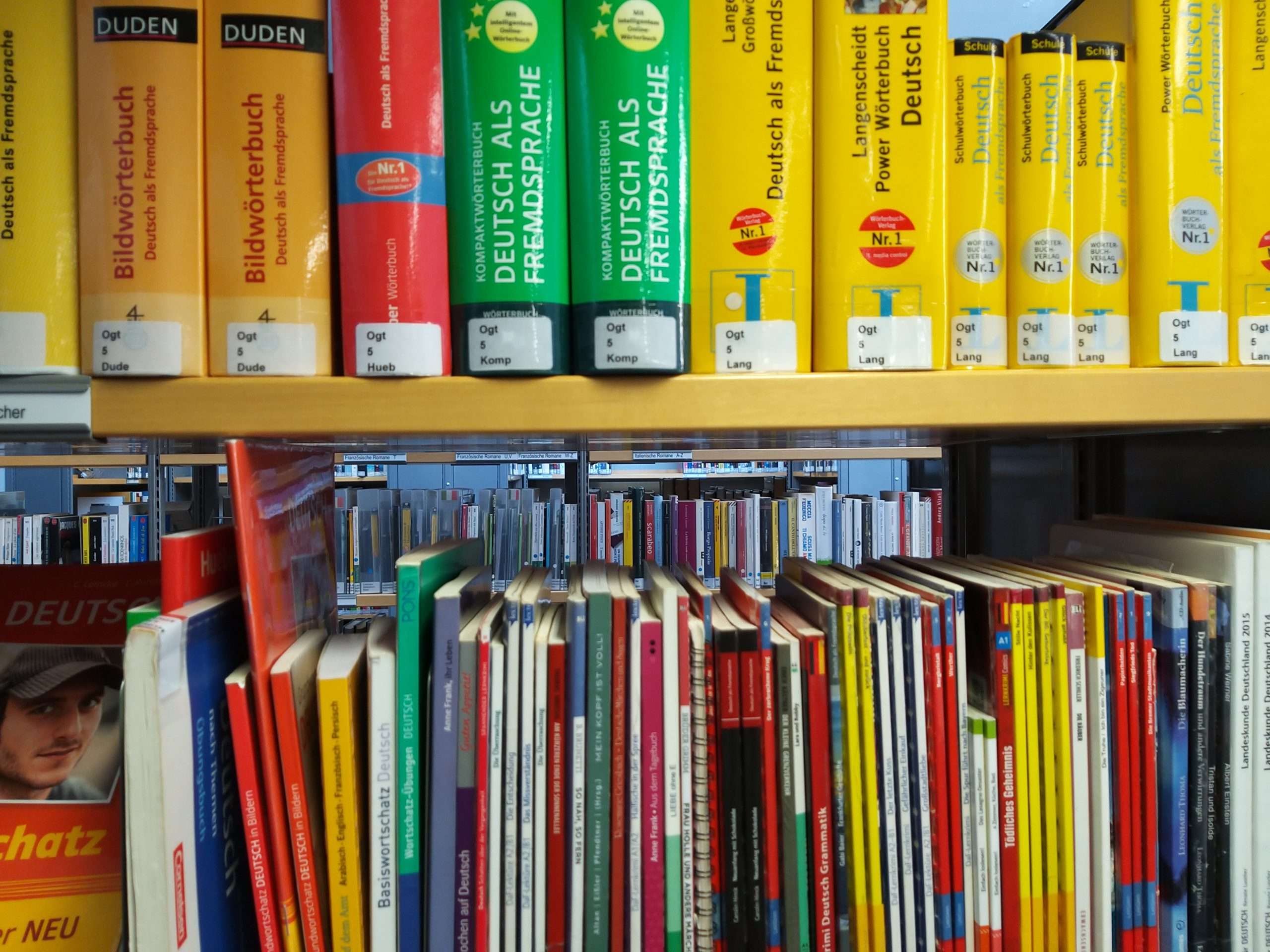 Buchregale in einer öffentlichen Bibliothek. Foto: Uwe Roth