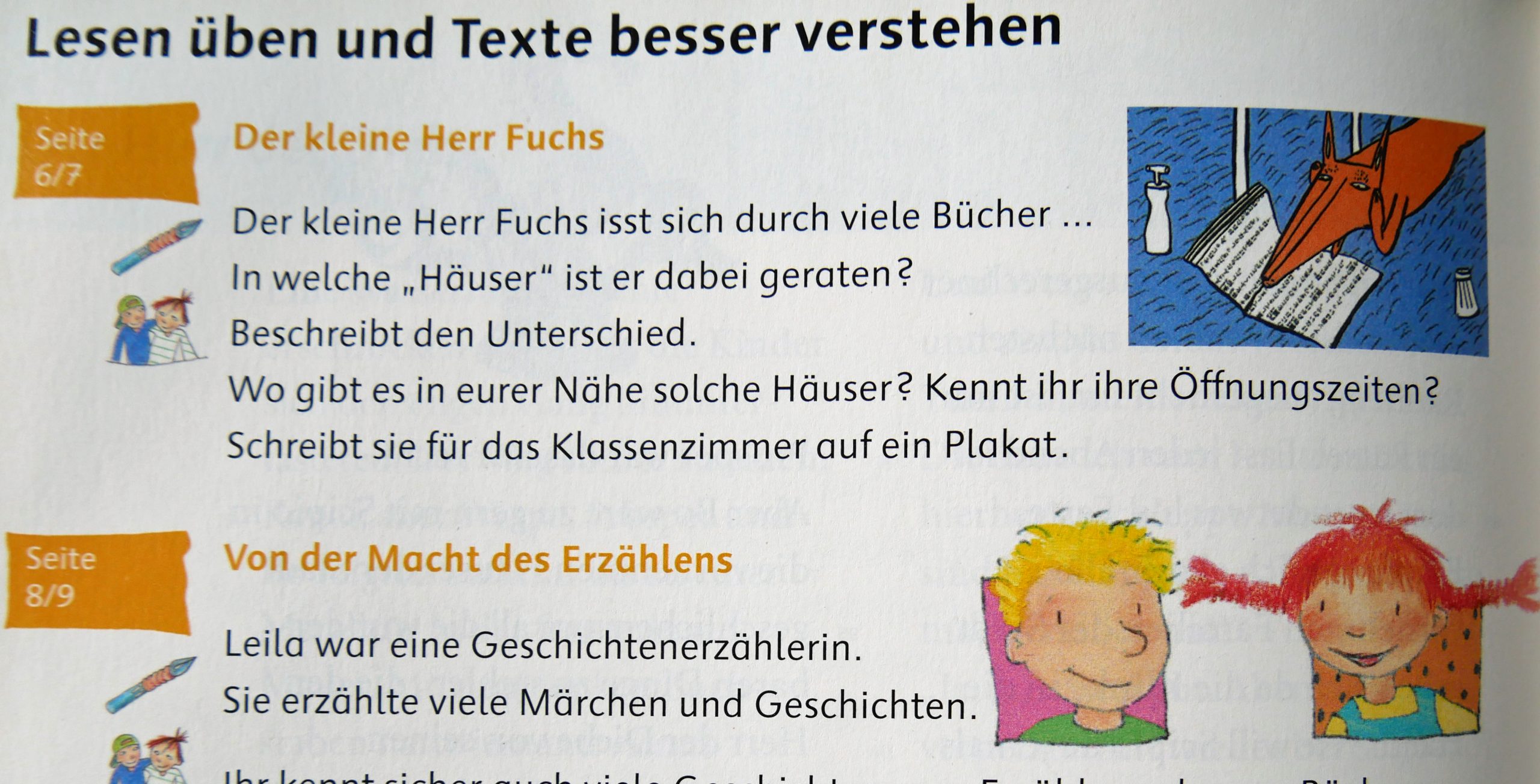 Auszug aus einem Deutschbuch 4. Klasse. Foto: Uwe Roth